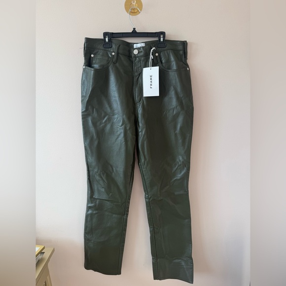 Frame Le High N Tight Straight Leg Faux leather Pants NWT size 31 - Picture 1 of 5